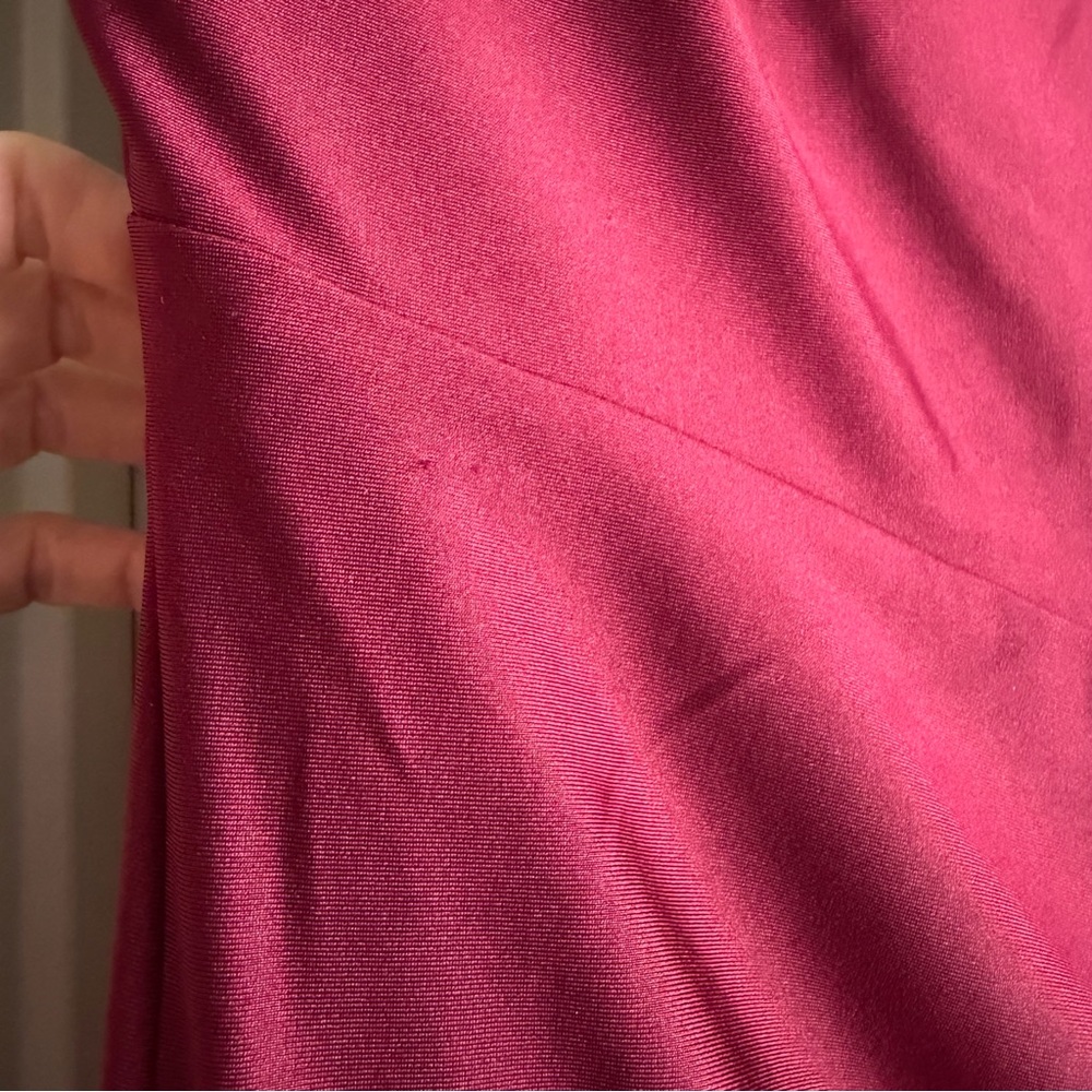 Burgundy Satin Midi Wedding Guest Dress - Picture 7 of 8